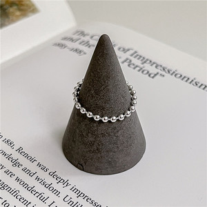 Anillo de Plata de Ley S925 con Cuentas de la Suerte para Mujer, Estilo Coreano Minimalista, Moderno y Creativo, Anillo Redondo con Cuentas, Venta al por Mayor - Product Image 2