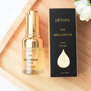 Private Label Facial Skin Care Serum 99.9% Pure Gold Flake Anti Aging Wrinkle Dark Spot Whitening 24k Gold Face Serum