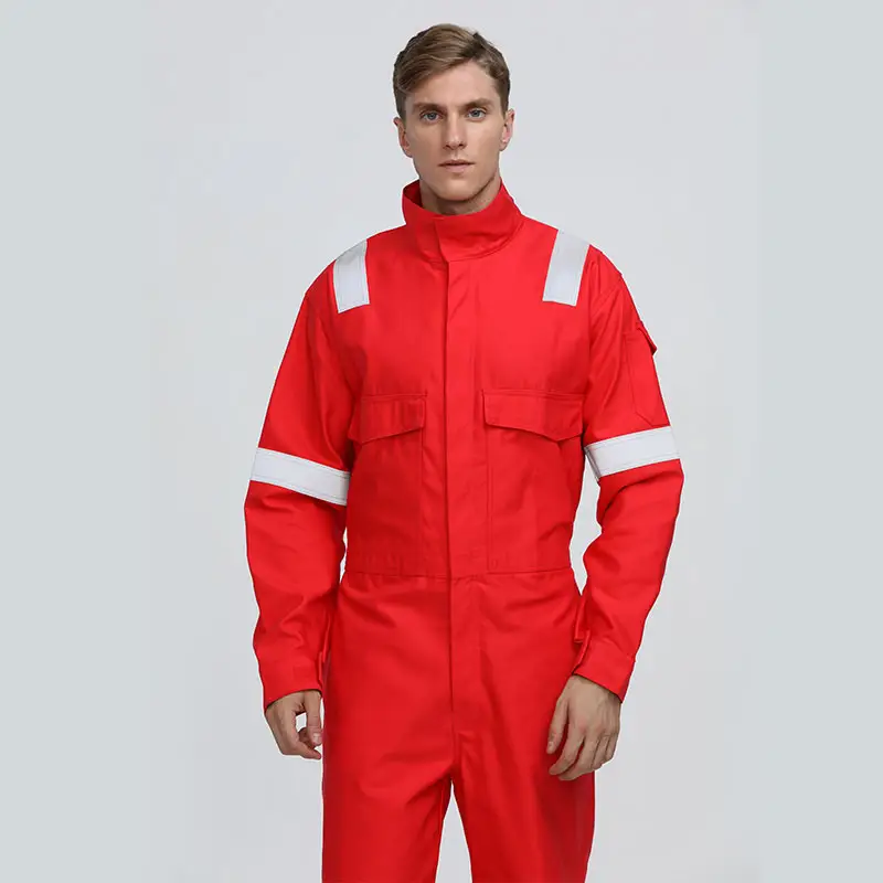 Fire Resistant Work Clothes Anti Static Flame Retardant Workwear Cotton Fireproof Welding Coverall for Oil and Gas Fr Clothing