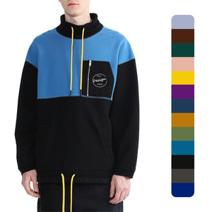 สเวตเตอร์มีฮู้ดเสื้อมีฮู้ดเสื้อมีซิปแบบสวมคอปกตั้งมีกระเป๋าสีตัดกัน - Product Image 1