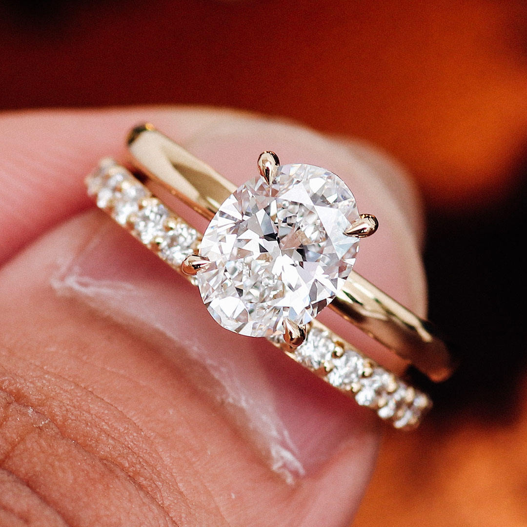 10K yellow gold lab diamond ring