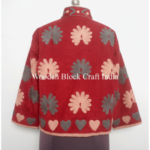 Chaqueta Bordada con Corte Cruzado, Hecha a Mano, Transpirable, Estilo Étnico Vintage, Chaqueta de Algodón para Invierno, Ideal para Festivales - Product Image 1