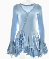 Nouvelle Arrivée Été : Robe Courte Taille Haute à Manches Cloche et Ourlet Volanté en Polyester, Cintrée à la Taille ; Sexy et Audacieuse