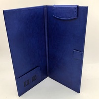 Porte-documents élégant en cuir PU bleu, organiseur de factures, clip magnétique avec porte-stylo pour le bureau et les affaires