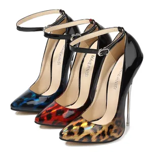 Big size Latest Branded Women Pumps Shoes Fancy Stiletto 16 cm High Heel Leopard Pumps Night Club High Heels Shoes For Women