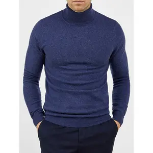 2024 New Year Promotional Low Price High Neck 90% Merino Wool 10% Cashmere Sweaters Men's Casual Knitted Turtleneck Sweater