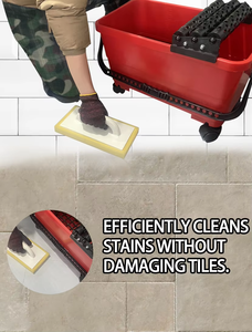 Seau de nettoyage pour carrelage à double rouleau 24L, kit de nettoyage de joint avec éponge en grille plastique, meilleures ventes - Product Image 6