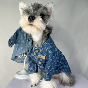 Nouveau design <span class=keywords><strong>Alaskan</strong></span> Golden <span class=keywords><strong>Husky</strong></span> Big Dog vêtements hiver épais gilet chaud Pet Denim veste coton marque imprimer pour une utilisation au printemps - Product Image 1