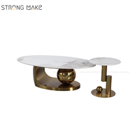 Table basse ovale en pierre frittée et marbre, style nordique doré, luxe moderne, pour salon, Foshan Furniture