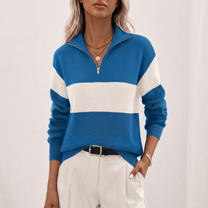Suéter de Punto con Cierre y Cuello en V para Mujer, Estampado de Leopardo, Transpirable, de Lana/Viscosa, Estilo Casual, Bloques de Color, Manga Larga, para Otoño - Product Image 6