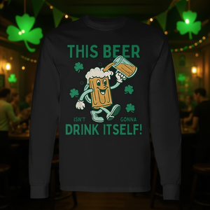 T-shirt à manches longues pour la Saint-Patrick - Cette bière n'aura pas la moindre idée de s'en boire toute seule - T-shirt promotionnel sur le thème de la bière - Product Image 3