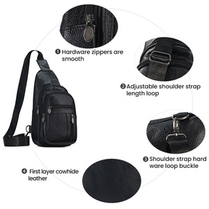 Dujiang Men's Genuine Leather Chest <b>Bag</b> Large Capacity Crossbody <b>Bag</b> Everyday Use Spring 2024 - Product Image 3