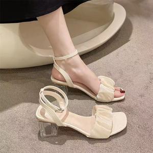 Sandales à talon carré de 5 cm pour femme, talon épais moyen, livraison directe - Product Image 5