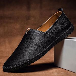Large Size 38-50 Men's Shoes Top Layer Cowhide Leather <b>Explosion</b>-Proof Casual Lazy Rubber Sole Soft Oxford - Product Image 4