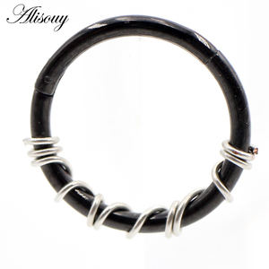Alisouy 1PC Acier inoxydable Twist Wire Hinged <span class=keywords><strong>Clicker</strong></span> Nose Hoop Rings Ear Cartilage Tragus Daith Septum Body Piercing Jewelry - Product Image 5