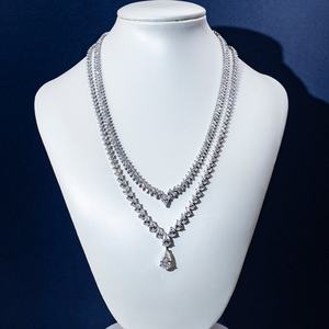 Collier Messi Jewelry personnalisé en or blanc 18k 14k, combinaison de diamants de laboratoire IGI, taille poire et taille marquise, collier de mariage - Product Image 1