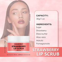 Gommage et baume pour les lèvres rose fraise OEM ODM, soin des lèvres hydratant naturel végétalien, exfoliant au sucre, gommage pour les lèvres, marque privée
