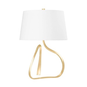 Modern Luxury Table Lamp with Golden Metal Base and White Fabric Lampshade <b>E26</b> Electric Power Supply for Bedroom Living Room - Product Image 2