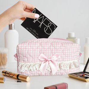 Eco Friendly Colorful Custom Travel <b>Large</b> Beauty Jacquard Pattern Terry Cloth Toweling pink Cute <b>Makeup</b> Cosmetic <b>Bag</b> With logo - Product Image 2