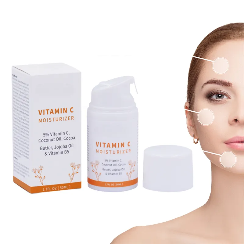 Private Label Skincare Clareamento Eficaz Hidratante Anti envelhecimento Pele Apertando Facial Vitamina C Creme Hidratante para o Rosto