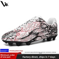 Chaussures de football unisexe printemps/été 2026 pour le commerce extérieur – Crampons en microfibre à motif imprimé, durables, pour l'entraînement, en coton