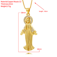 Bijoux religieux plaqué or 18 carats CZ Saint Jude San Judas Tadeo Pendentif Diamant Pave Madonna Pendentif Collier