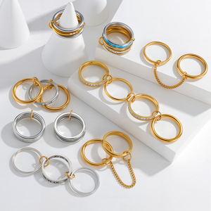 Anillos Apilables de Estilo Punk, de Acero Inoxidable, Resistentes al Deslustre, Anillos de Cadena Apilables para Mujer y Hombre - Product Image 2
