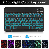 Casing Keyboard Nirkabel dengan Lampu Latar 7 Warna Magnetik, Penutup Keyboard Lepas Pasang, Folio Pelindung Tipis untuk Tablet 11 inci