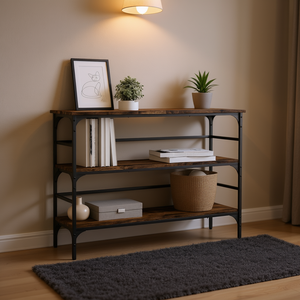 Consolle in Rovere Affumicato e Metallo 100x32x75cm in Legno Ingegnerizzato - Elegante Arredamento per Soggiorno - Product Image 2