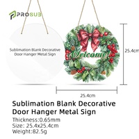 Prosub impression personnalisée 10 pouces rond signe de bienvenue Plaque suspendue en aluminium Sublimation blanc porte cintre pour noël décor à la maison