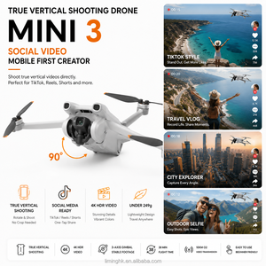 โดรนถ่ายภาพแนวตั้ง Mini 3 กล้อง 4K สำหรับวิดีโอสั้น วีล็อกกิ้ง การเดินทาง ครีเอเตอร์ โซเชียลมีเดีย พร้อมชุดอุปกรณ์ - Product Image 1