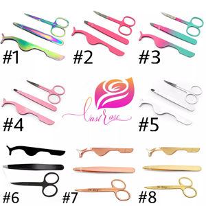 Eyelash Extension Tweezer Tools Stainless Steel Eyebrow Tweezers Applicator Scissors Private Label <b>Lash</b> Extension Tweezers Set - Product Image 3