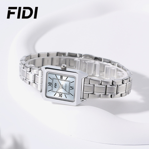 Reloj de Cuarzo FIDI para Mujer, Esfera Cuadrada con Números Romanos, Correa de Acero Inoxidable, Resistente al Agua, Estilo Casual y de Negocios, Reloj para Parejas - Product Image 4