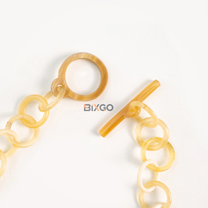 Collar de Cadena con Eslabones de Diseño Floral Hueco de Cuerno de Búfalo Natural, Unisex, Moderno, de Primera Calidad, Accesorio de Moda para Regalo - Product Image 2