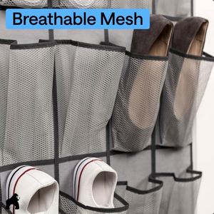 Over the Door 12-Pocket <b>Shoe</b> Organizer, Non-woven & Breathable Mesh with Heavy Duty Metal <b>Hooks</b> Over the Door <b>Shoe</b> Organizer - Product Image 1