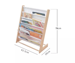 رف كتب خشبي للأطفال مع غطاء قماشي، مكتبة خشبية للأطفال رائجة البيع - Product Image 6