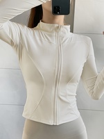 Tocreative Support personnalisé à manches longues Yoga course veste de sport-doux moyen Stretch Polyester femmes col rond haut