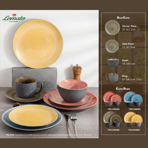 Juego de vajilla de cerámica esmaltada de horno de estilo rústico hecho a mano, vajilla de porcelana ecológica, platos para restaurante y hogar - Product Image 6