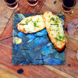 Placa cuadrada de ágata de cuarzo azul de la mejor calidad con borde dorado, piedra preciosa Feng Shui, compra al por mayor desde India - Product Image 4