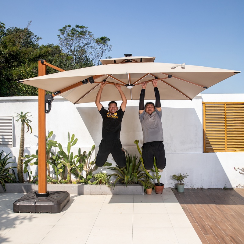 Champagne Pole Market Umbrella Double