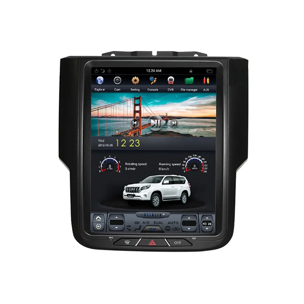 6 128 Autoradio-Player Multimedia-Stereo-Tesla-Bildschirm mit Carplay BT-Auto-DVD-Player GPS-Navigation für Dodge Ram 1500
