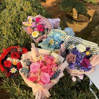 Cadeau pour femme, fête des mères, Saint-Valentin, Noël, bouquet de roses violettes, fleur préservée, éternelle, immortelle, remise de diplôme, Nouvel An, Pâques