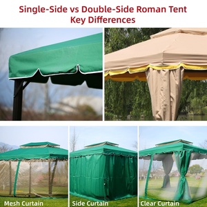 Gazebo Commerciale Moderno in Alluminio con Tende Laterali e Tetto Ventilato, Padiglione Esterno, Riparo Solare per Ristoranti, Caffè, Terrazze - OEM - Product Image 2