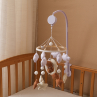 Jouet en peluche doux Montessori pour bébé, pendentif de lit pour enfant, téléphone portable, fait main, mignon, avec rembourrage, animaux de la forêt en feutre, boîte à musique lumineuse