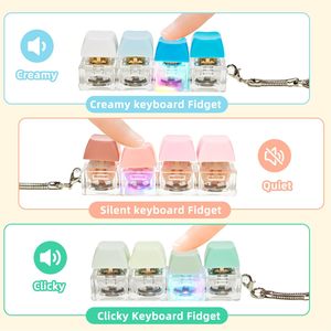 SOMAREM Keyboard Fidget Toy 4 Key Clicker with Led <b>Lights</b> Keychain for Ages 8-13 Unisex Plastic Stress Reliever - Product Image 2