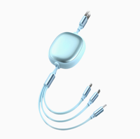 Kabel Pengisian Daya Super Cepat 3-in-1 1-ke-3 Dapat Ditarik Ulang 100W Casing Aluminium Kompatibel USB 2.0/3.0