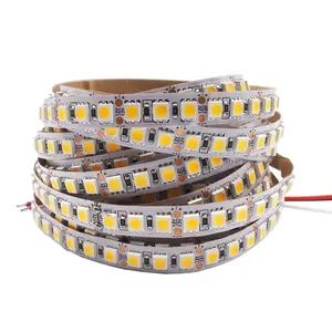 120LED/m 5m SMD5050 LED şerit işık DC 12V su geçirmez beyaz sıcak beyaz kendinden yapışkanlı arka ile çift taraflı yapışkan bant lamba