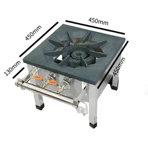 2023 China Factory Strong Flame Gas Stove Stainless Steel Body Cast Iron Burner Restaurant Gas Stove Burner
