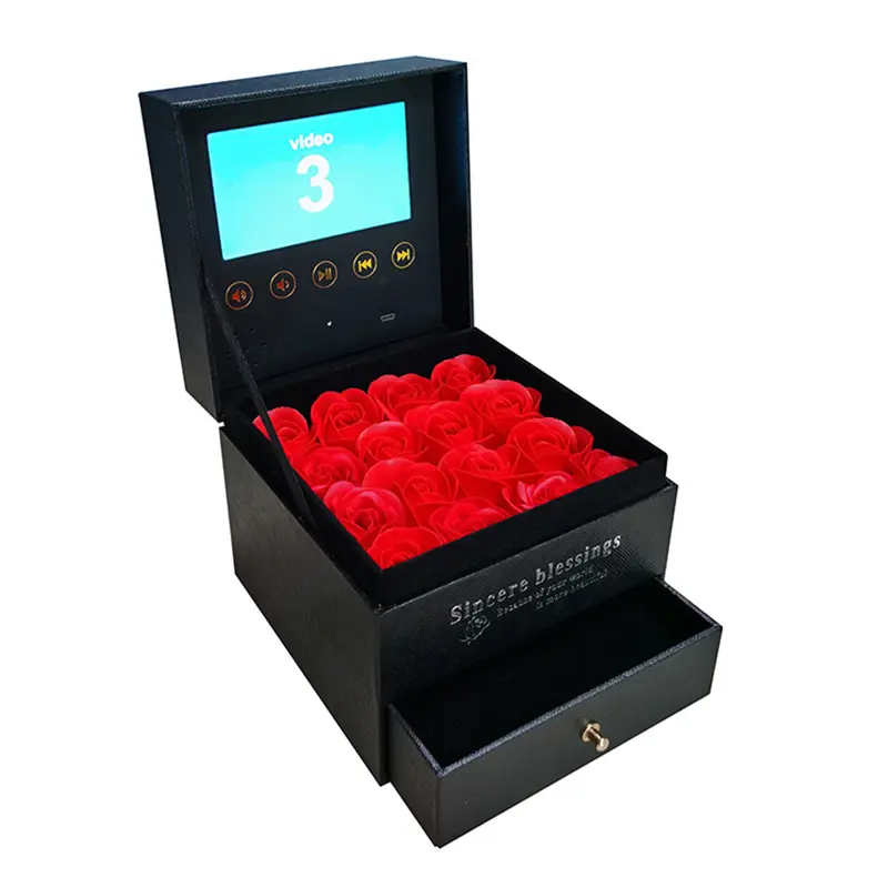 Kotak Iklan Digital LCD Baru Bunga Valentine Layar Lcd Mawar Kotak Video Hadiah Pernikahan
