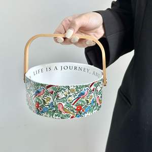 Tasse en céramique créative motif fleurs et oiseaux, plateau à fruits, panier à fruits portable, plat à collations pour salon, plat à fruits secs, petit cadeau - Product Image 6